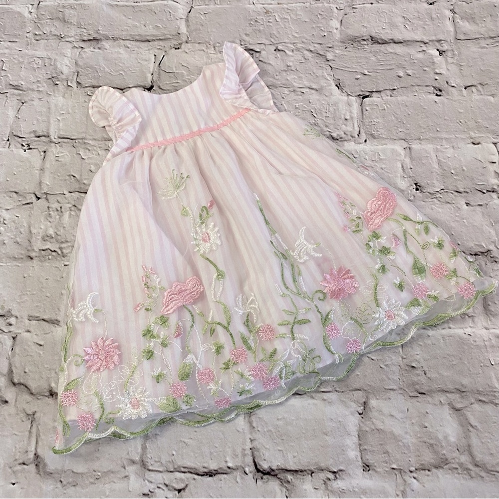 Laura Ashley Pink Floral Dress Sz 3-6 Months